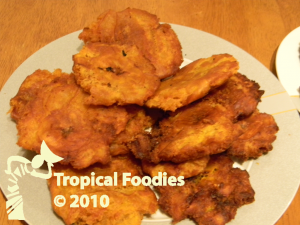 Pressed double-fried plantains (Banan Pese, Patacon)